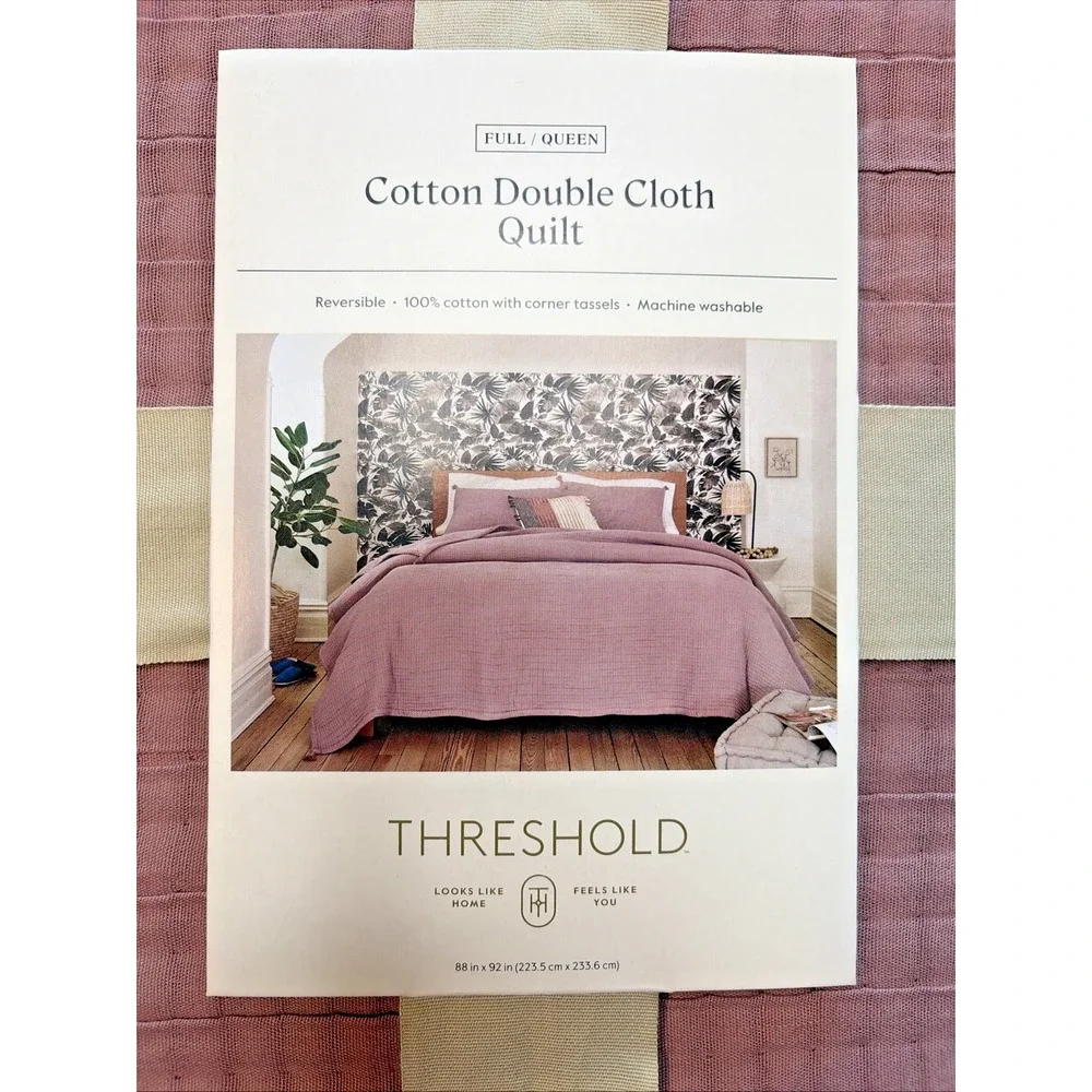 Threshold Double Cloth Quilt in Mauve - Jacquard Weave Midweight - Full/Queen